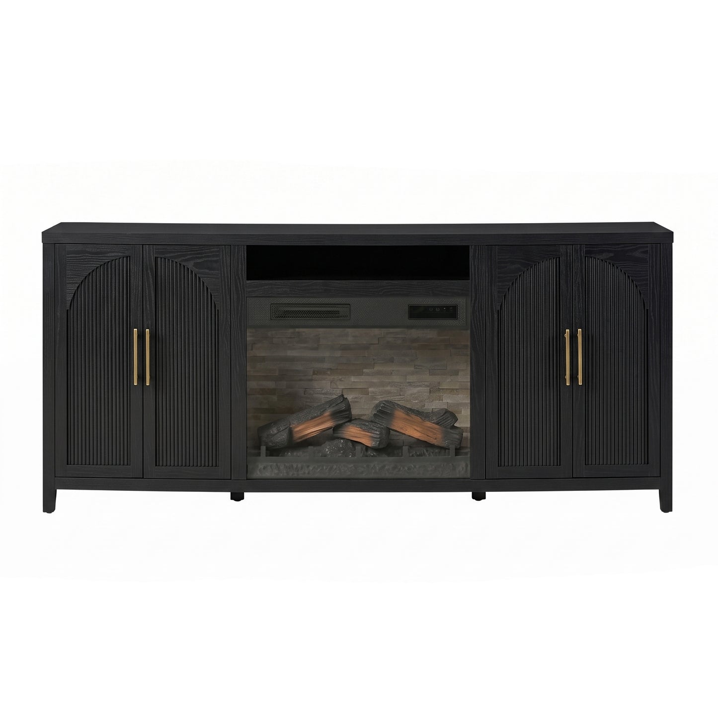Sasha 80" Modern Reeded TV Stand with duraflame® Smart Electric Fireplace