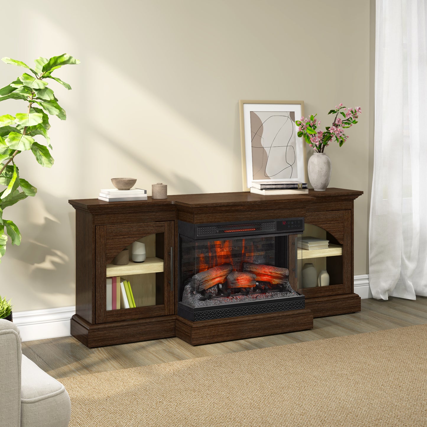 duraflame® 60" Smart Electric Fireplace TV Stand, Alexa Voice & App Control
