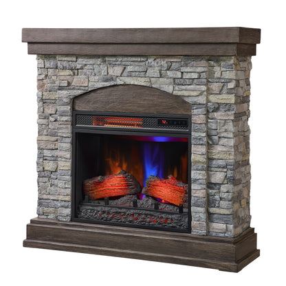 duraflame® Wall Mantel Electric Fireplace, Smoky Gray Stone