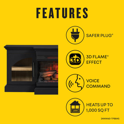 duraflame® 60" Smart Electric Fireplace TV Stand, Alexa Voice & App Control