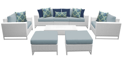 Miami 8-Piece Wicker Outdoor Furniture Set with Aruba Cushions