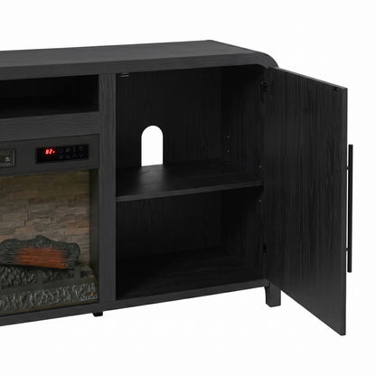 Chantelle 70” Modern Curved TV Stand with duraflame® Smart Electric Fireplace, Alexa Voice & App Control