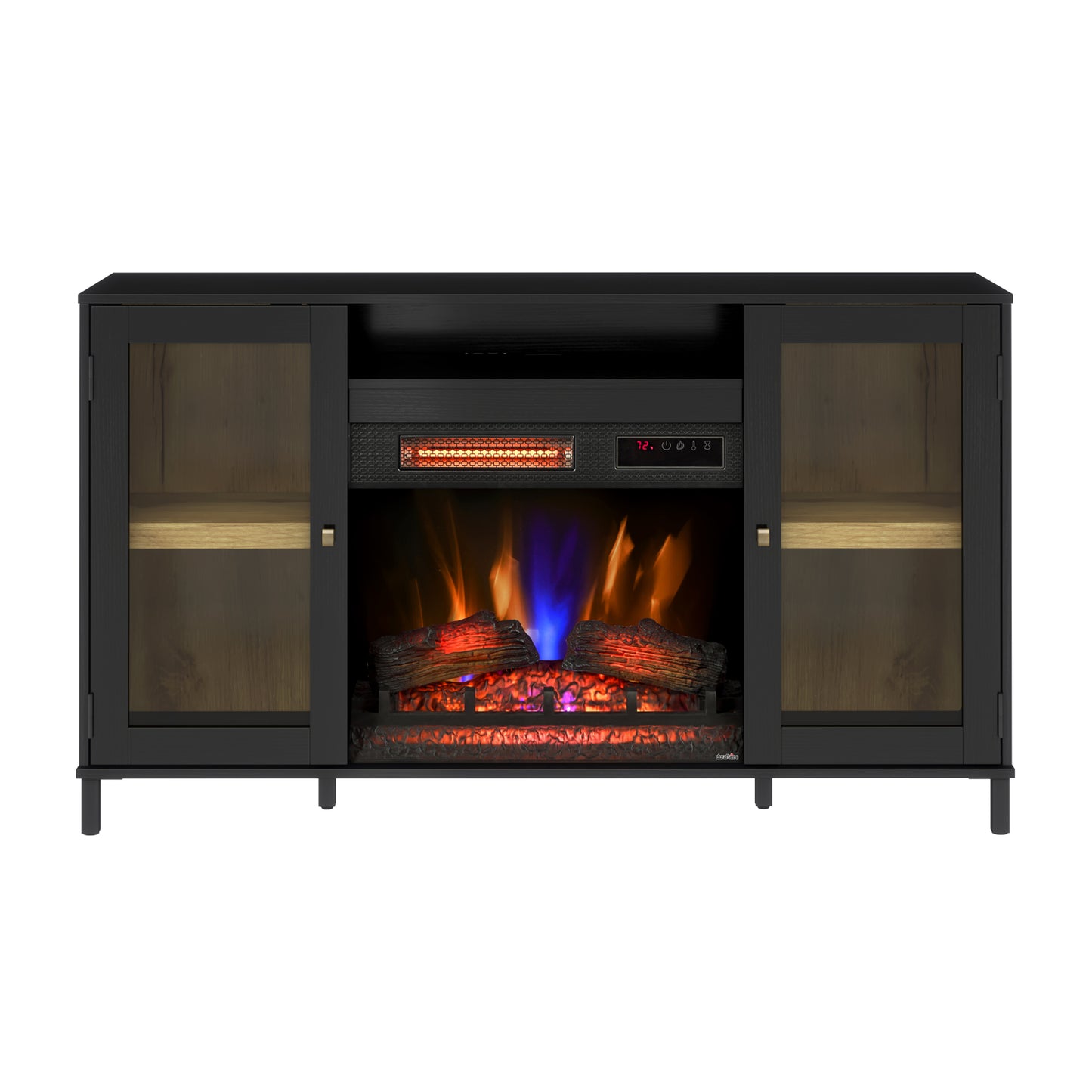 duraflame® Nathan 54" Electric Fireplace TV Stand with Glass Door Cabinets