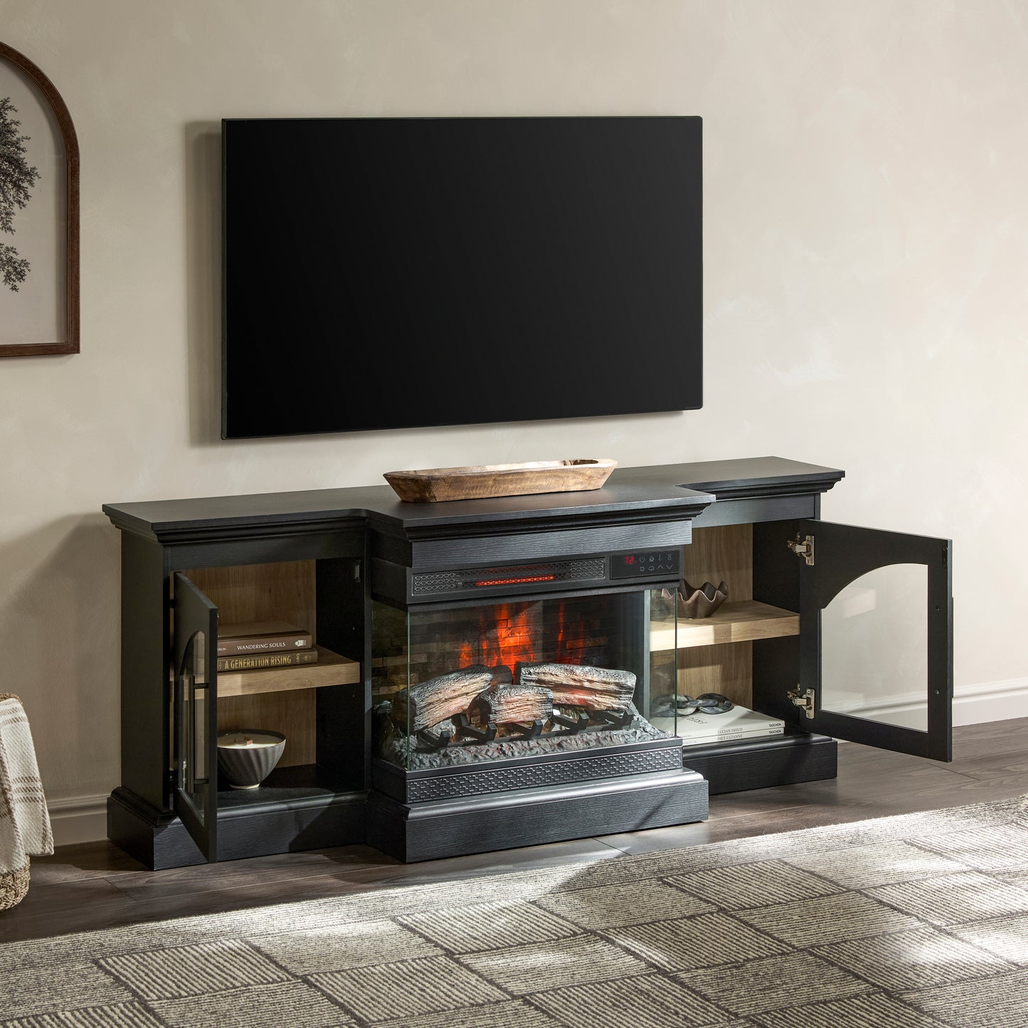duraflame® 60" Smart Electric Fireplace TV Stand, Alexa Voice & App Control