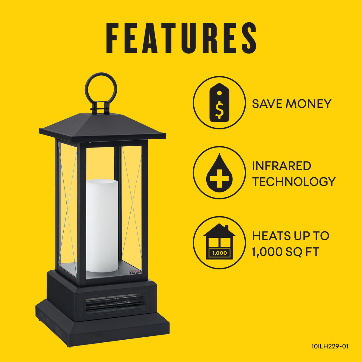 duraflame® 28" Electric Lantern Heater with Remote, Black