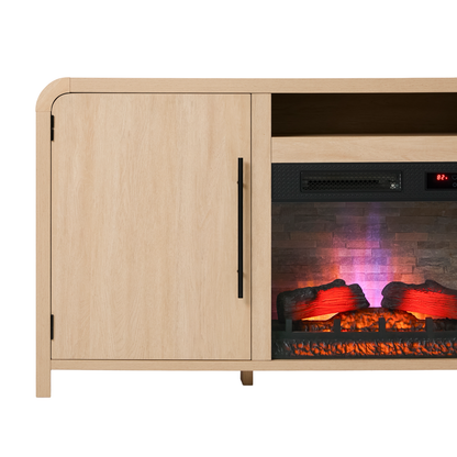 Chantelle 70” Modern Curved TV Stand with duraflame® Smart Electric Fireplace, Alexa Voice & App Control