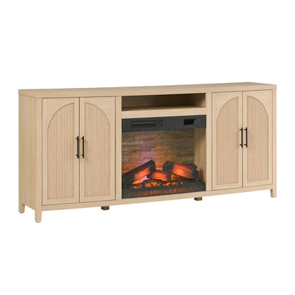Sasha 80" Modern Reeded TV Stand with duraflame® Smart Electric Fireplace