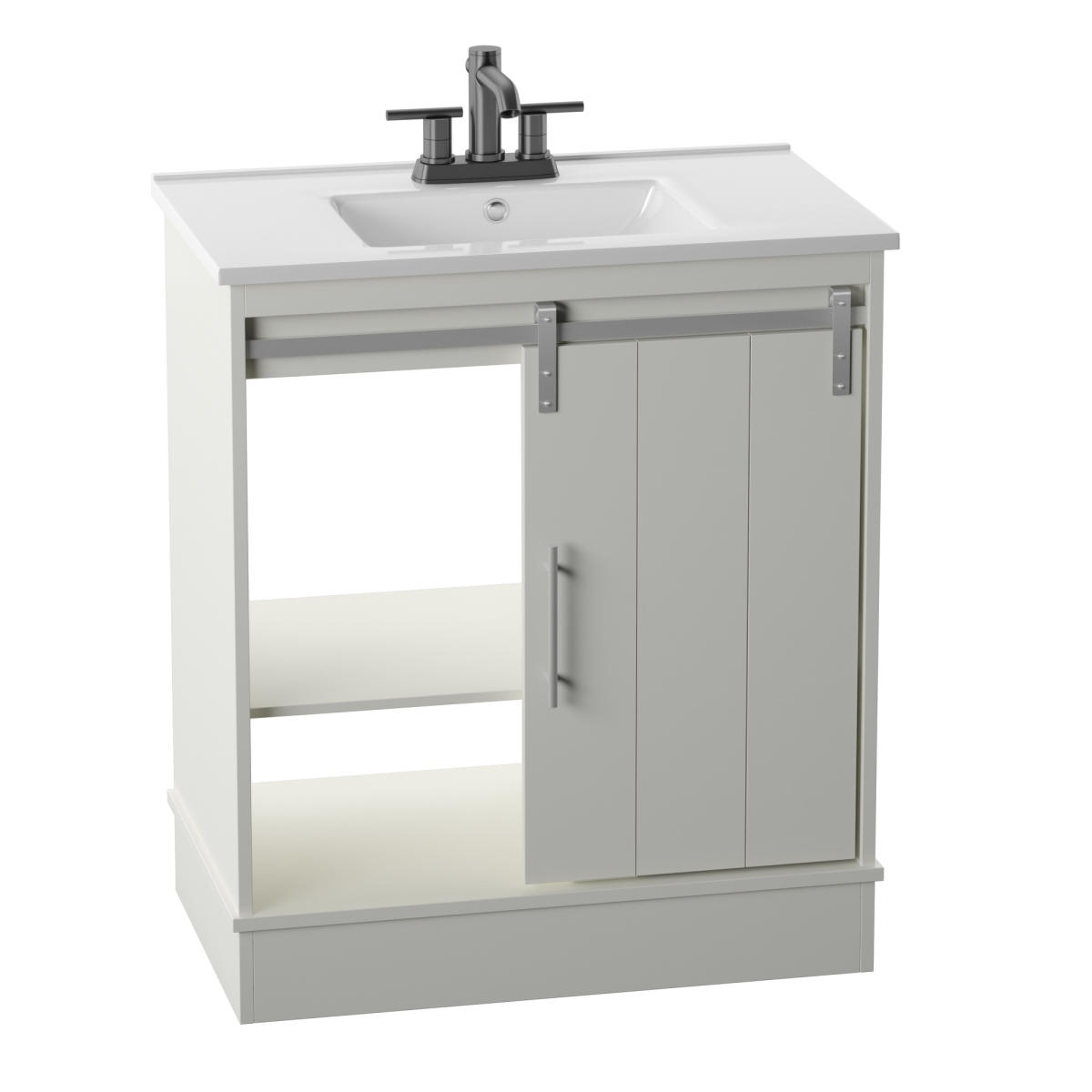 Dalton 30″ Sliding Barn Door Single Bathroom Vanity with Woven Baskets