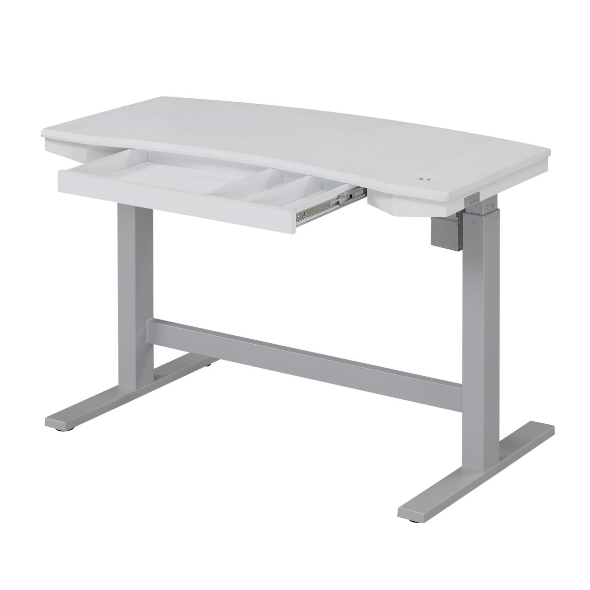 Electric Adjustable Height Desk with Charging Station, Brushed