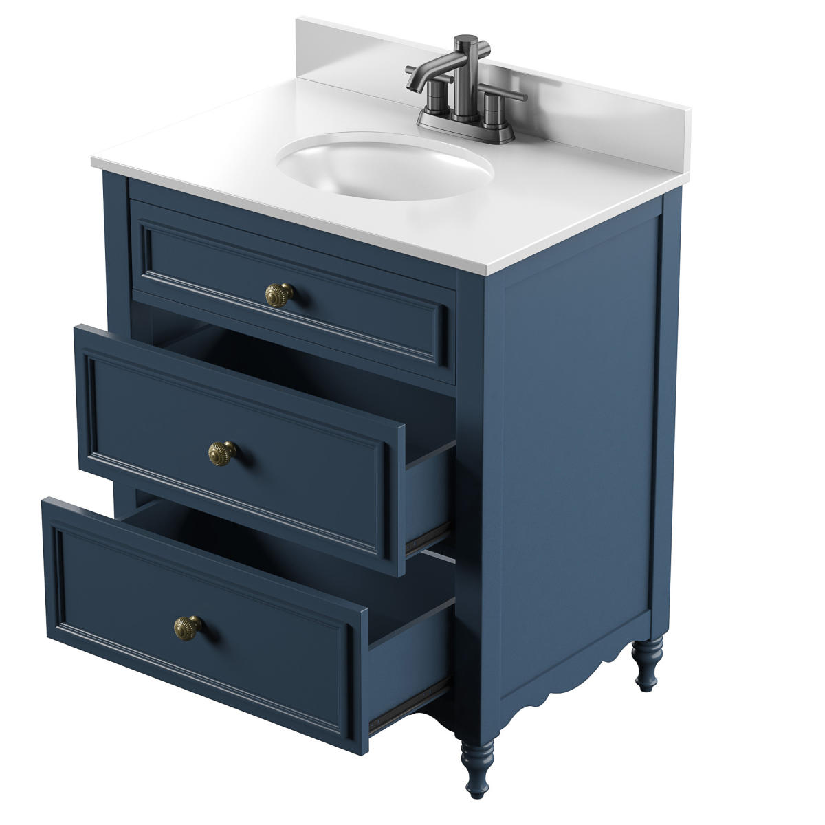 30″ Cottage Dresser Style Single Bathroom Vanity with Drawers - Twin ...