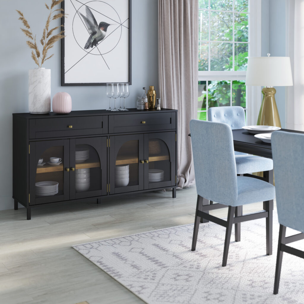 OT6892PB01HD Twin Star International sleek black modern bar and accent table